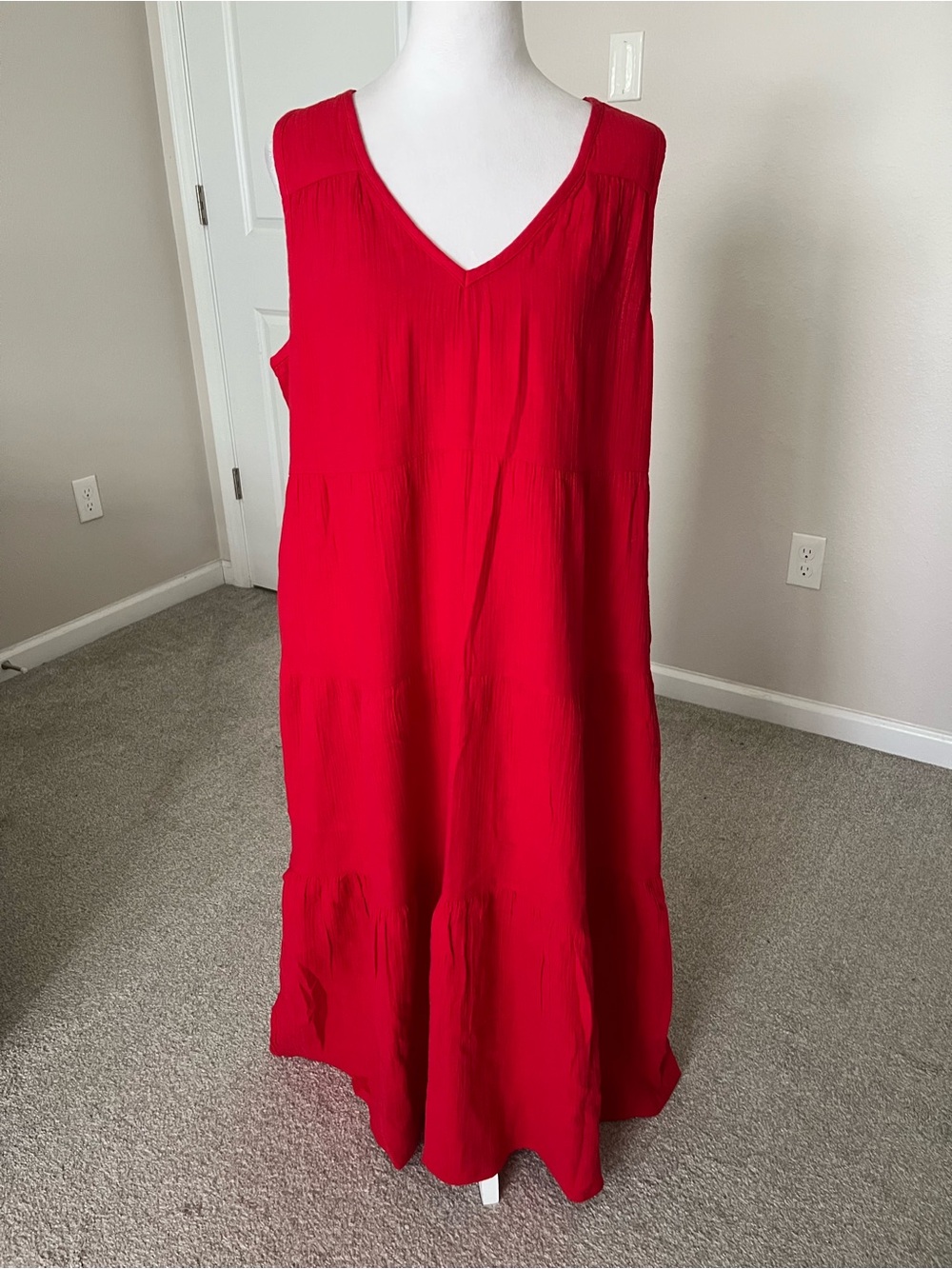 NWT Quince 100% Organic Cotton Gauze Tiered Maxi Dress Size XL